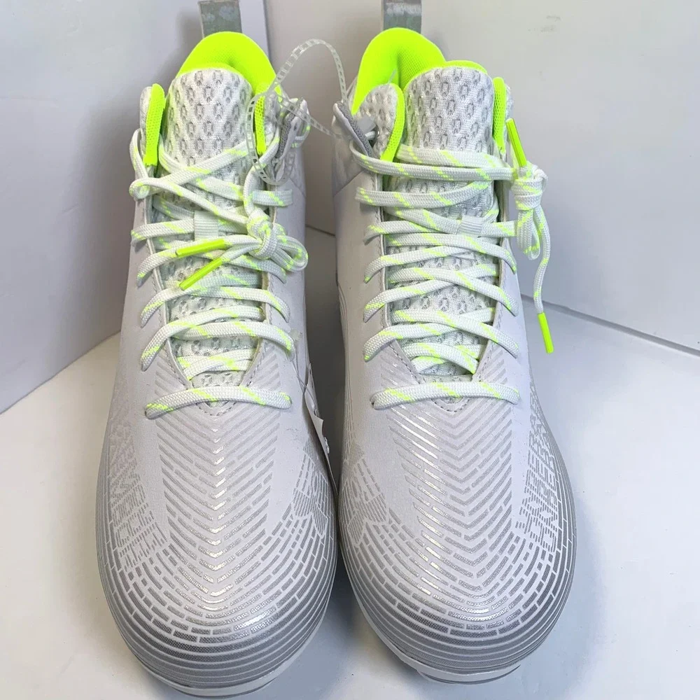 Under Armour Spotlight 4 MC 3027306-100 White Neon Chartreuse Cleats 11.5